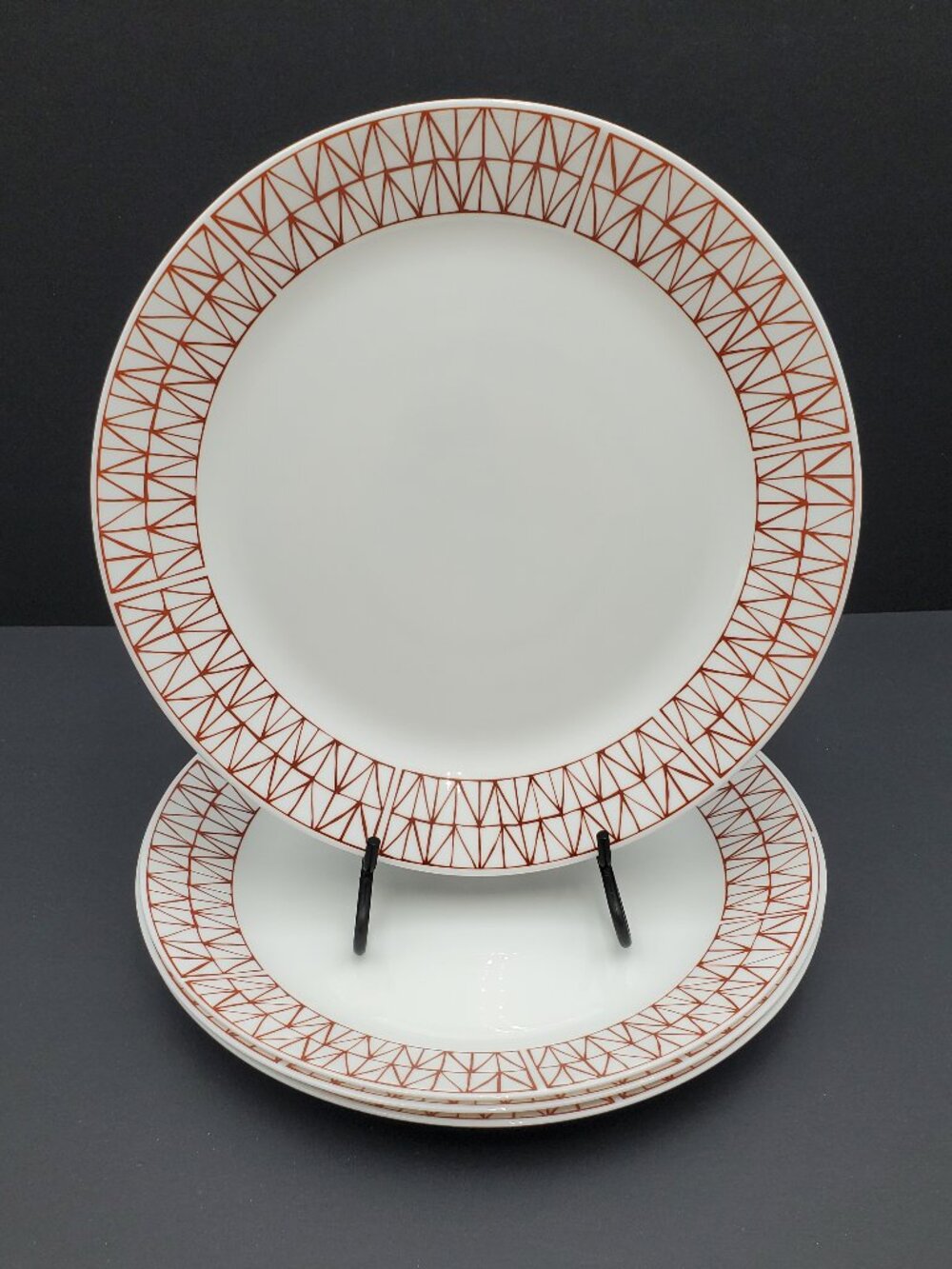 Corelle Graphic Stitch Dinner Plates Everyday Tempered Glass Red Band Plates